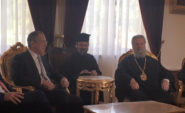 Sergey Lavrov's meeting with the Cypriot Archbishop Chrysostomos II /Беседа С.Лаврова с Архиепископом Кипра pic.twitter.com/otGHGLXUUJ— MFA Russia (@mfa_russia) December 2, 2015