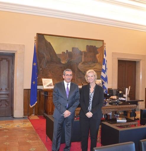 Governor of the region of South Aegean, George Hatzimarkos and Ambassador Charlotte Wrangberg