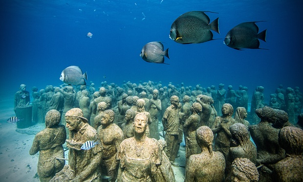 Silent Evolution, also at Musa, consists of nearly 500 figures, cast from people of the village of Puerto Morelos. Photograph: Jason deCaires Taylor